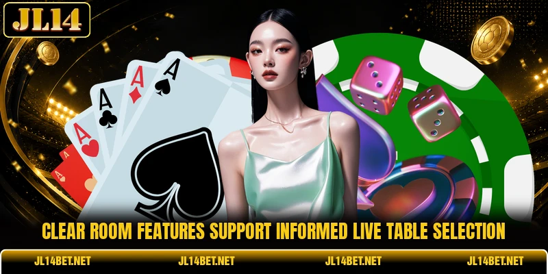 Clear room features support informed live table selection Clear room features support informed live table selection
