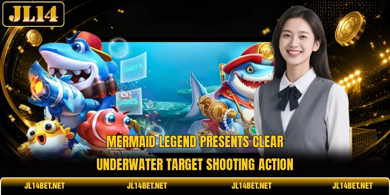 Mermaid Legend presents clear underwater target shooting action Mermaid Legend presents clear underwater target shooting action