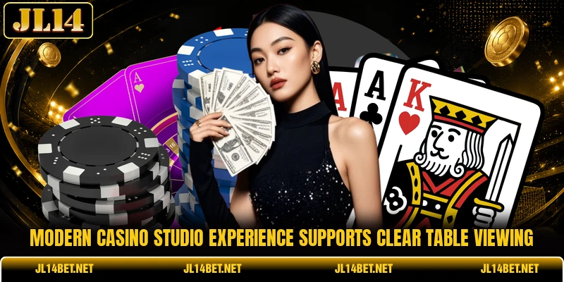 Modern casino studio experience supports clear table viewing Modern casino studio experience supports clear table viewing